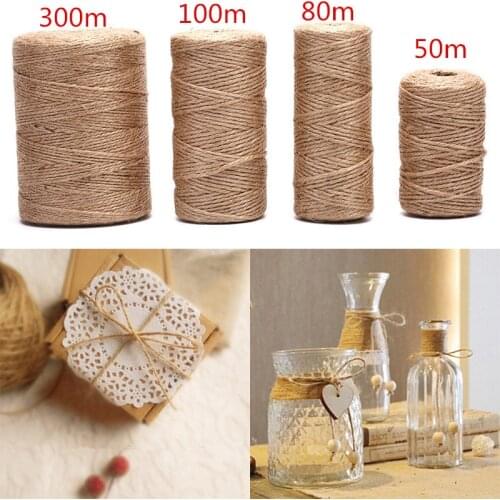 Handmade Hemp Linen Cords Rope To Tie Burlap Twine Rope String DIY Craft Accessories Home Decoration 50m/80m/100m/300m