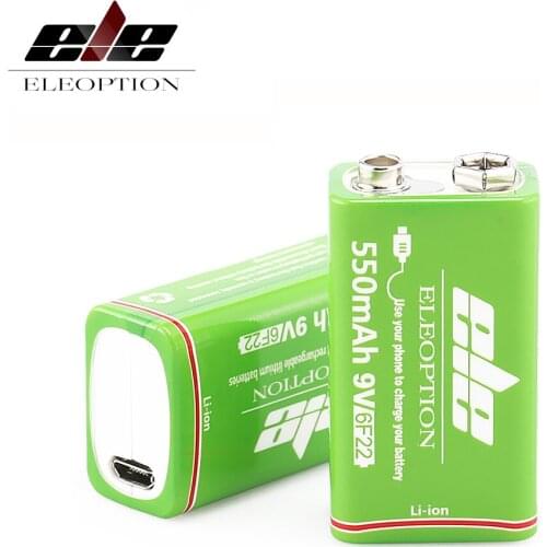 With led light USB 9V rechargeable battery 550mAh lithium ion cell for microphone metal detector multimeter Gamepad