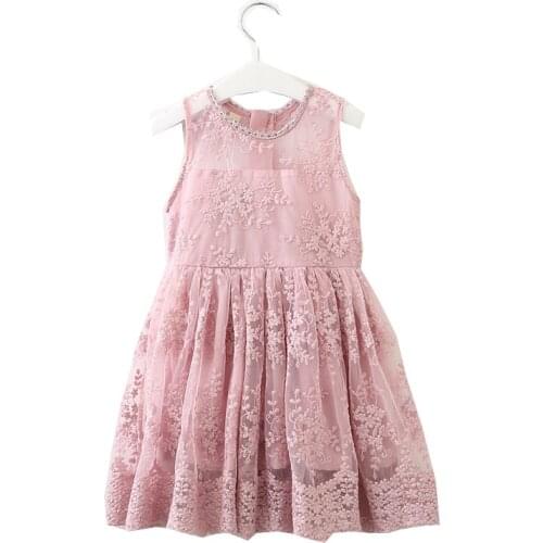 Baby Girl Dresses Kids Summer Pink Lace Vest Princess Dress Childrens Clothing