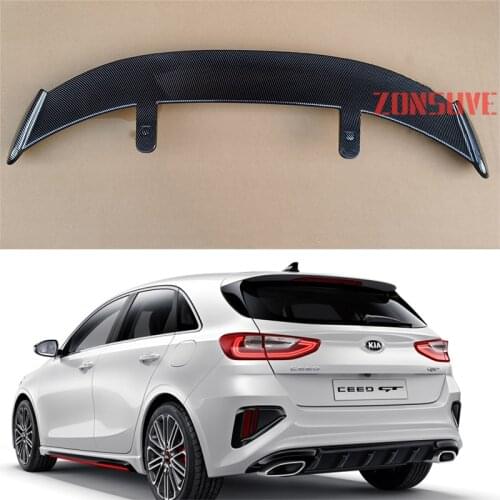 Use For KIA 2018 2019 Ceed ABS Plastic Carbon Fiber Look Hatchback SUV Roof Rear Wing Body Kit Accessories