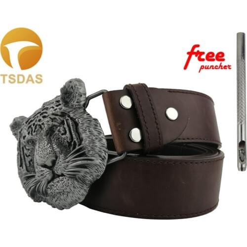 Super Cool 3D Style Boys Tiger Head Carved Metal Belt Buckle Suitable For 4cm Width Belt Cowboy Belt Buckle Birthday Gifts