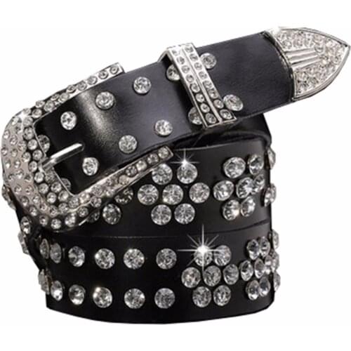 Fashion Women Ladies Rhinestone Belt Faux Leather Cowgirl Style Bling Crystal Wide Waistband Classic 200-281