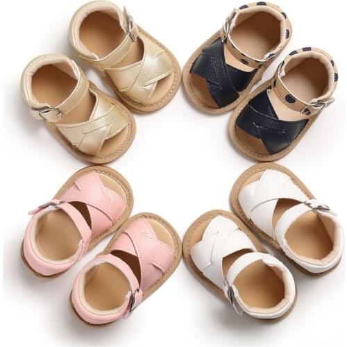 Newborn Infant Baby Girls Sandals Prewalker Non-slip PU Leather Shoes Summer Fashion Shoes