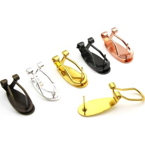 10pcs 9x20mm Original Brass Gold Silver Stud Earrings Hook Ear Clip Base Setting for Ear Stud DIY Jewelry Making Accessories