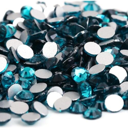 Blue Zircon 3D Nail Art Decorations ss3 ss4 ss5 ss6 ss8 ss10 ss12 ss16 ss20 ss30 ss34 Glass/Crystal Nails Non HotFix Rhinestones