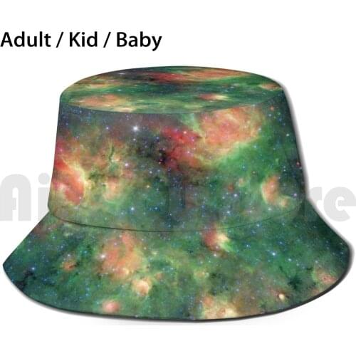 Galactical Merch Sun Hat 2290 Bucket Hat Galaxy Space Universe Green Blue Stellar Stars Planets