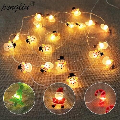 2M 20LED Snowflake Santa Claus LED Garland String Lights Merry Christmas Decoration For Home 2020 Ornament Xmas Gift New Year
