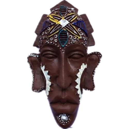 Travel Tourist Souvenirs Indonesia Bali Island 3D Aboriginal Mask Resin Handmade Magnetic Refrigerator Stickers Home Decor