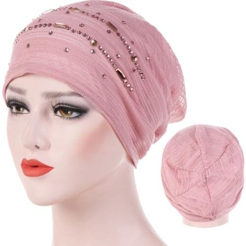Summer Thin Lace Turban Solid Cotton Inner Hijab Caps Soft Glitter Muslim Women Turbante Bonnet Wrap Head Hijab Underscarf Cap