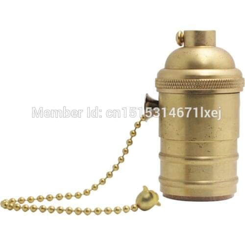 Free shipping E27/E26 antique Edison style Light Socket Vintage Copper Lamp Holder with pull chain