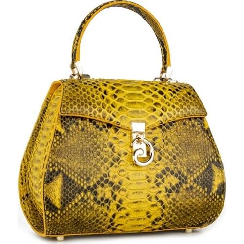 Fashion Designer Genuine Python Leather Womens Saddle Purse Female Serpentine Handbag Exotic Snakeskin Lady Single Shoulder Bag