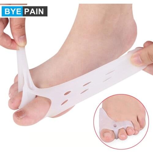 1Pair Silicone Gel Toe Straighteners Two Hole Toe Separator Thumb Valgus Protector Bunion Adjuster Hallux Valgus Guard Feet Care