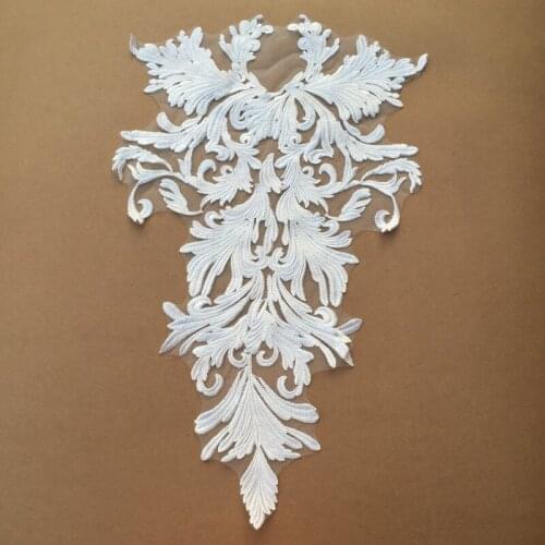 1Pc Super quality Ivory Flower Floral Venice Venise Ivory Lace Applique Sewing Trims DIY Craft 58x 37cm BD0126