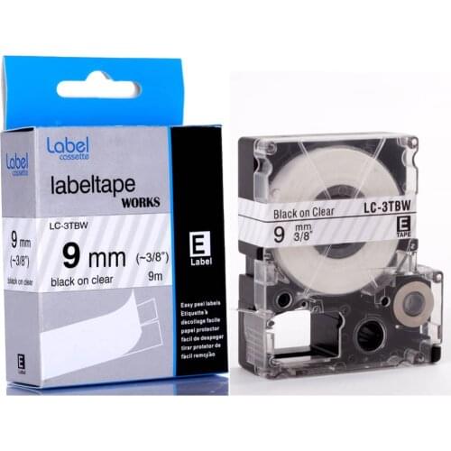 12pcs MIXED LC-3TBW/3WBN/3YBW/3BWV/3GWP Self-adhesive Laminated Compatible 9mm Compatible Epson Tape Cartridge