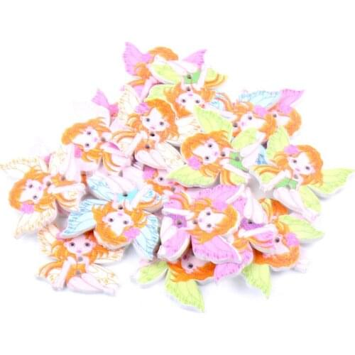 2 Holes Mixed Fairy Natural Wooden buttons For Sewing Scrapbooking Crafts 20pcs 25x29mm