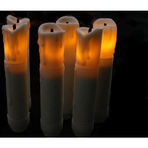 20pcs Battery Operated 6.5"(H) Burnt wick melted dip candle Drip Ivory LED Taper tealight Wedding Home Church Party Decor 15.5CM