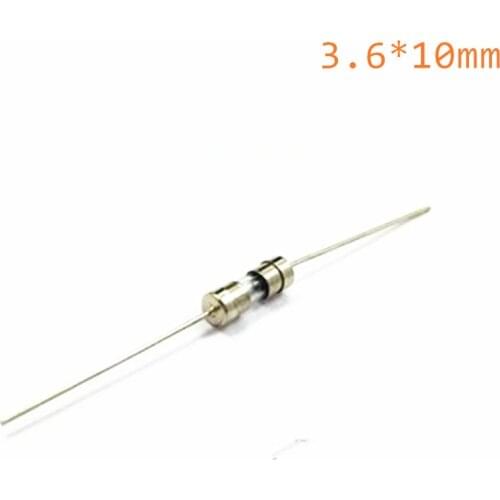 200PCS 3.6*10mm 250V 0.5A 1A 1.5A 1.6A 2A 2.5A 3A 3.15A 4A 5A 6.3A 8A 10A 12A 15A lead wire Slow break glass fuse