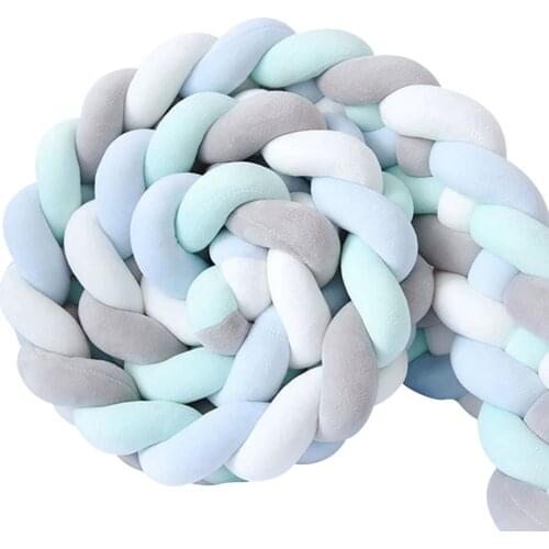3M Knotted Braided Bumper for Baby Sleeping Protector Cotton Handmade Soft Knot Pillow Pad Cushion Nursery Cradle Newborn Gifts