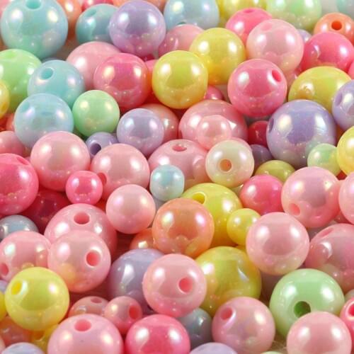 50/100pcs Candy Cream Plated Color Acrylic Round Ball Spacer Beads DIY For Necklace Bracelet Earring Finding Jewelry Accessories