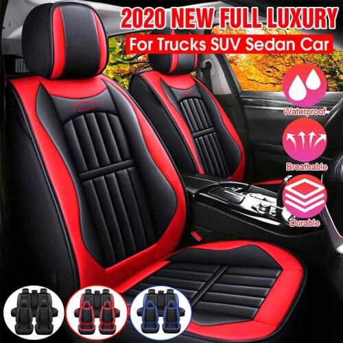 11PCS 5 Seats Car Seat Covers Automobiles Seat Covers Protector Cushion Deluxe PU Leather Front+Rear Full Set SUV Truck
