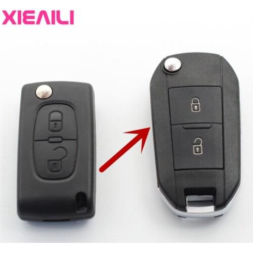 XIEAILI 10Pcs 2Button Modified Flip Folding Remote Key Case Shell For Peugeot 308/306/508/408/407 CE0536 Key Fob Case S138