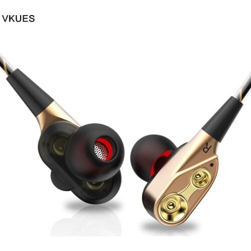 D2 Double Dynamic Earphones With Microphone Wired Hifi Earpiece 1.2m 3.5mm Jack Connectors for Iphone Huawei Sports ear phones