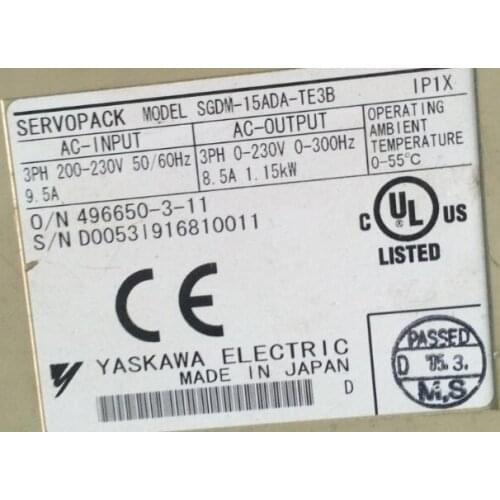 Servo driver SGDM-15ADA-TE3B , Used one , 90% appearance new , 3 months warranty , in stock