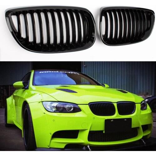 Glossy Black Front Bumper Mesh Grill Grille For B-MW 3 Series E92 E93 M3 2006-2013 ABS/Carbon Fiber Glossy M Color Kidney Grille