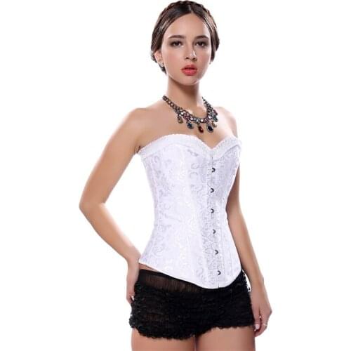 Gothic Sexy Lace Up Corset Women Steampunk White Black Bustier Top Waist Trainer Body Shaper Slimming Clothing Underwear