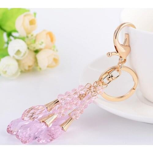 Water Drop Crystal Pendant Key Chain Water Drop Style Crystal Beaded Car Key Chain Bag Ornament