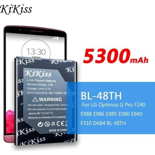 KiKiss 5300mAh Phone Rechargeable Battery BL-48TH For LG Optimus G Pro F240 E988 E986 E985 E980 E940 F310 D684 BL 48TH Batteries