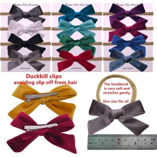 Set of 4 PCS Baby Kids Girls Velvet hair bow clips Soft Headbands Sweet Velvet fabric bow Hair band Barrettes Accessories