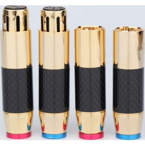 4Pc Furukawa Style Carbon Fiber 24K gold Plated XLR Connector Plug for Audio Interconnect Cable
