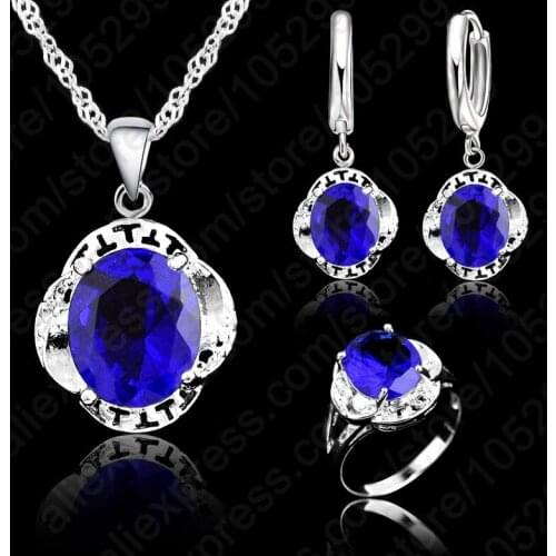 New Arrval Necklace Earrings Set 925 Sterling Silver Clear Crystal Jewelry Set For Women Engagement Jewelry Sets 3 SET