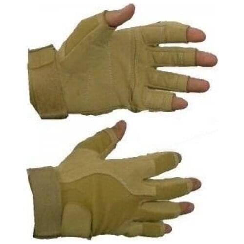 Leather Tactical Airsoft half finger gloves tan desert