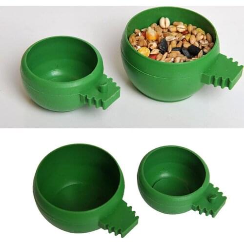 Bird Feeding Bowl Food Water Plastic Round Cup Holder Cage Feeder Bird Supplies