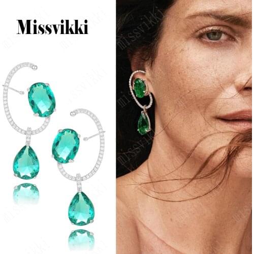 Missvikki Clear blue crystal Drop Dangle Earring For Women Bridal Earring aretes de mujer modernos Fashion Gift 2020 Hot
