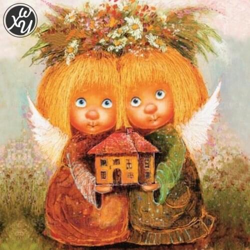 Cartoon Twins Diamond Painting Kit for Adults Angel Fairy Full Diamond Embroidery Accessories Fantasy for Family Home Decoration