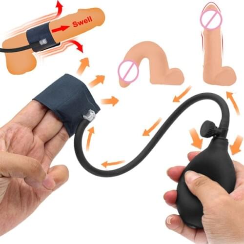 Inflatable Penis Ring Sex Toy Male Enhancement Pump Silicone Pumping Sleeve Scrotum Sleeve Penis Erection Lock Semen Rings