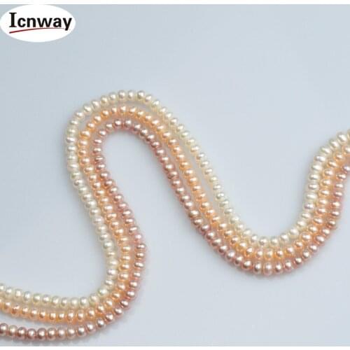 Natural AA+ Freshwater Pearl white 4-4.5mm semiround For Jewelry Making 15inches DIY necklace bracelet FreeShipping Wholesale