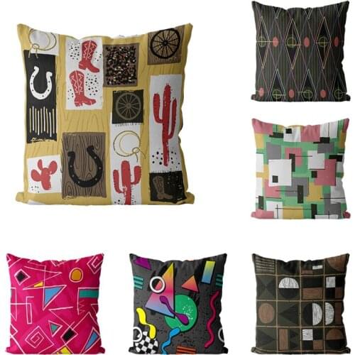 Modern Creative Patchwork Cushion Cover Home Office Decorative Pillow Covers Geometric Printed Sofa Car Waist Pillowca