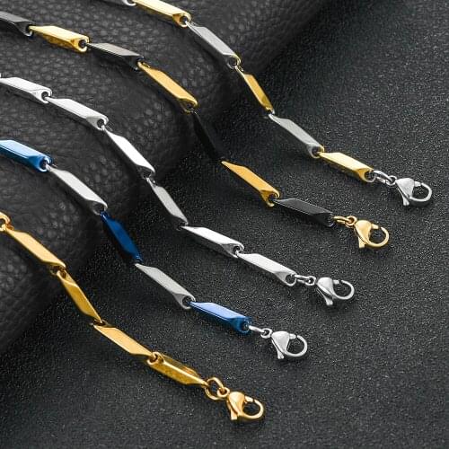 New Stainless Steel Byzantine Chain Silver And Blue Color/Gold And Black Color Men And Women Necklaces Popular Fashion Jewelry G