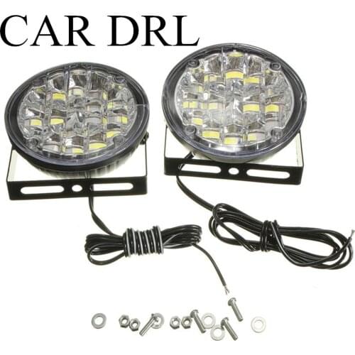 Newest universal Car Driving Daytime Running light Fog lamp white high power light One pair 12V 18LED Round DRL