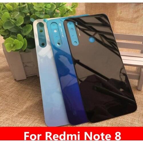 Note8 Original Rear Housing For Xiaomi Redmi Note 8 Glass Back Cover Repair Replace Phone Battery Door Case + Logo Sticker