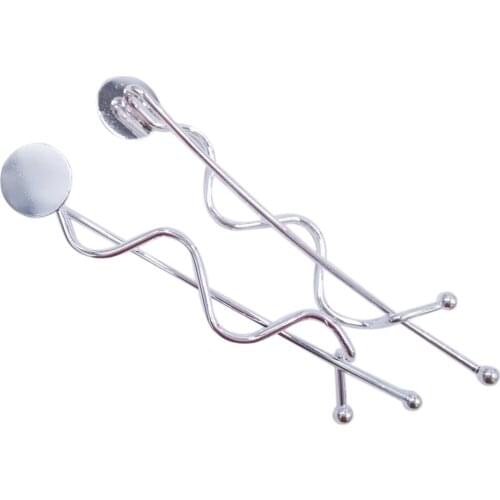 Silver Plated 100piece Hair Pins with 10mm Flat Glue Pad Hairpins Jewelry Findings Hair accessories Wholesale HPF69