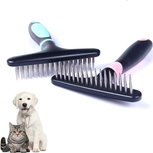 Pet Grooming Comb Double Row Pins Undercoat Rake Large Medium Long-Haired Dog Knotted Comb Pet Shedding Tool For Cats And Dogs