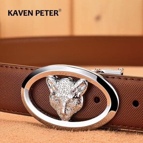 Genuine Leather Belts For Men Dot Strap Male Jeans Animal Buckle High Quality Classic Luxury Trousers Belt Waistband