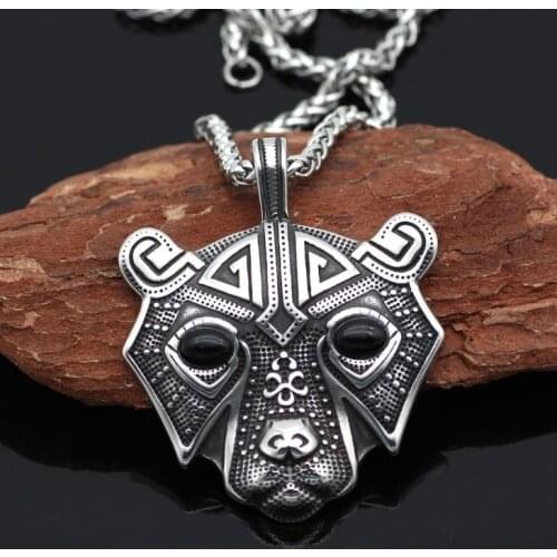 Retro Nordic Viking Men Domineering Bear Head Amulet Fashion Pendant Necklace Party Jewelry