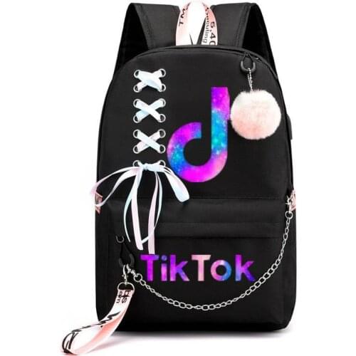 Tik tok USB Charge Backpack For Boys Girls Laptop Backpack 3D Printe Teenagers Travel Laptop Mochilas