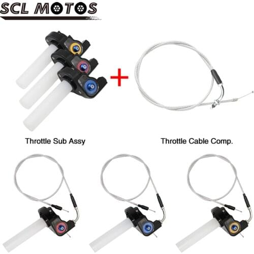 SCL MOTOS New Motorcycle 7/8" Handlebar Handle Grip Turn Gas Throttle Handle with Elbow Throttle Cable For Dirt Pit Bike